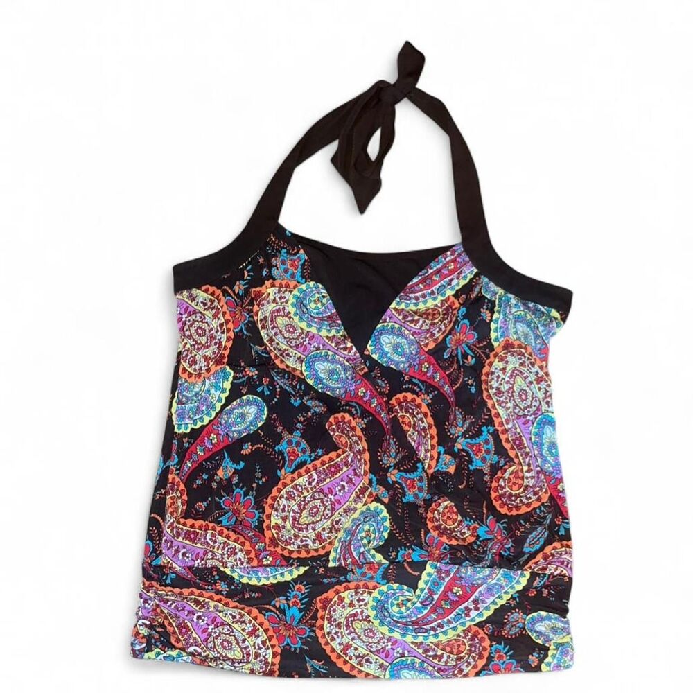 Iz Byer Women's Brown Multicolored Paisley Halter Top SZ L